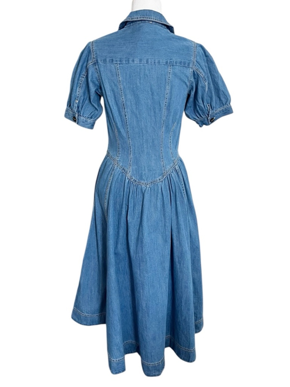 Anthropologie PILCRO Blue Denim Cotton Button Down Midi Western Dress Size 6 - Picture 4 of 12